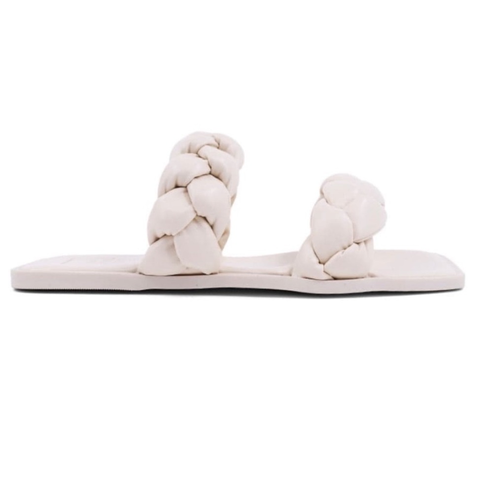 Braided Strap Sandal in Bone - Size 7.5